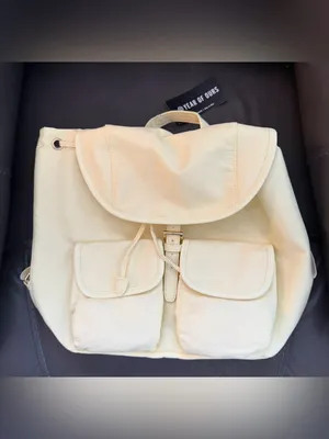 NWT Year of Ours Soft Pale Yellow Drawstring Backpack thumbnail 7