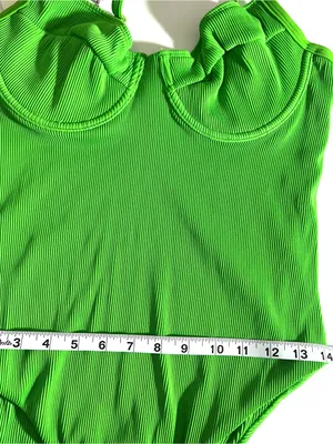 Kulani Kinis Neon Green Ribbed One piece Swimsuit Size XL NWT thumbnail 7