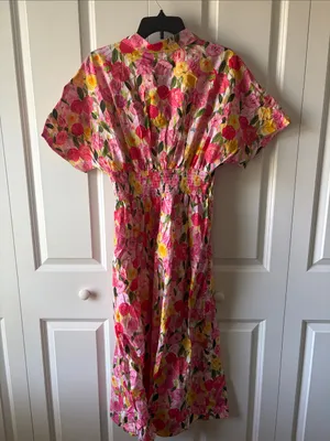 She + Sky Pink and Yellow Floral Button-Front Dress Size Medium New with Tags thumbnail 4
