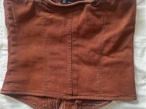AKIRA Rust Brown Strapless Corset Top thumbnail 5