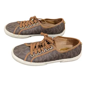 Michael Kors‎ Signature Logo Canvas Lace Up Sneakers Brown Women's Size 6M thumbnail 2