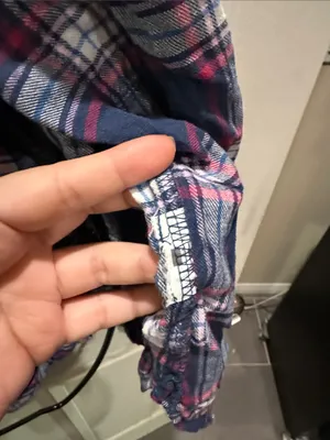 Abercrombie & Fitch Blue and Red Plaid Flannel Shirt thumbnail 3