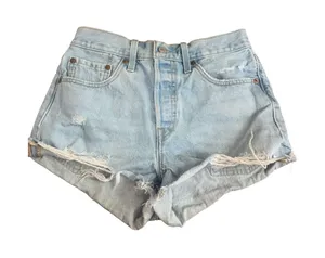 Levis 501 Original Light Wash High Rise Denim Jean Shorts W26 Button Fly Cut Off thumbnail 1