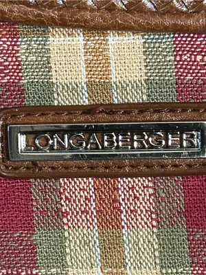 Vintage Longaberger Red, Green, Tan Plaid Crossbody Purse thumbnail 10