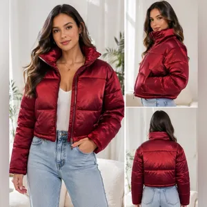 NWT 7 For All Mankind Metallic Crop Puffer Jacket thumbnail 2