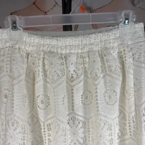 NEW APRICOT crochet lace maxi skirt with split in off white thumbnail 12