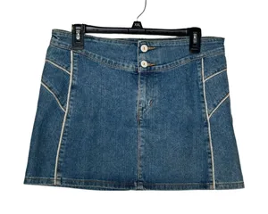 Levi's Women's Skirt Low Slouch Stretch Mini A-Line Denim‎ Blue Size Medium JR thumbnail 1