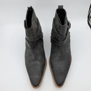 Free People Back Loop Black‎ Leather Ankle Boots Buckle Pointed Toe 41 US 10-11 thumbnail 4