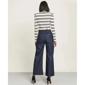 VERONICA BEARD Grant Wide Leg Jean Indigo Blue High Rise Button-Fly Raw Hem 31‎ thumbnail 6