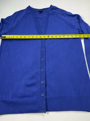 Talbots Cotton Blend Blue V-Neck Button Front Cardigan Size Medium thumbnail 4