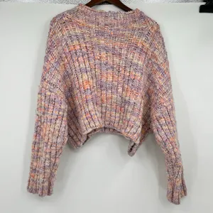 Free People confetti pullover cropped oversized snuggly pink sweater size small thumbnail 3