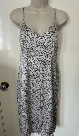 Abercrombie & Fitch White Leopard Print Slip Midi Dress thumbnail 1