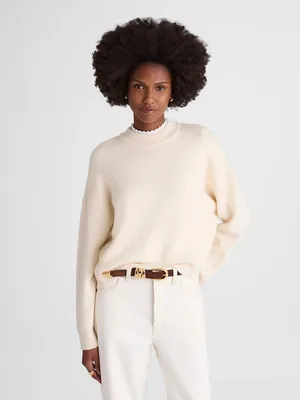 Madewell SoftWool Boxy Crewneck Sweater Heather cloud size small winter fall thumbnail 8