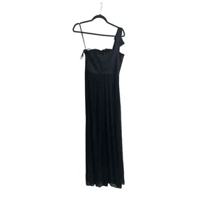 Max and Cleo Black Satin Chiffon Gown size 4 Small hole on the bottom of the dre thumbnail 3