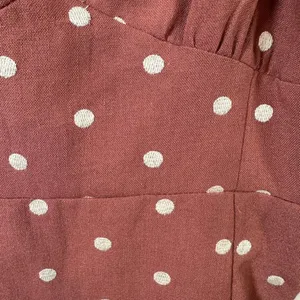 By Together Brown and White Polka Dot Zip Back Mini Dress‎ with Puff Sleeves thumbnail 5