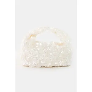 Fame and Partners Full Sequin Hand Bag - White‎ thumbnail 3