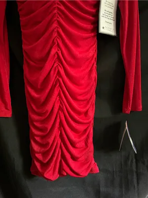 BCX Women’s Red Ruched Long-Sleeve Mini Dress Keyhole Detail MD NWT thumbnail 8
