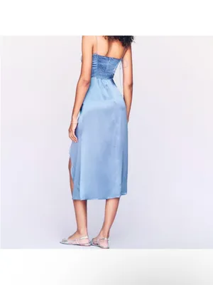 Reformation Elegant Blue silk Dress NEW thumbnail 6