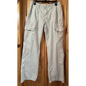 ZARA‎ Women's Size 8 Khaki Cargo Pants Utility Pockets Mid Rise Straight Leg thumbnail 3