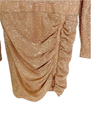 NWT Lavish Alice Pleated Micro Mini Sequin Mini Dress in Rose Gold Size 12 thumbnail 9