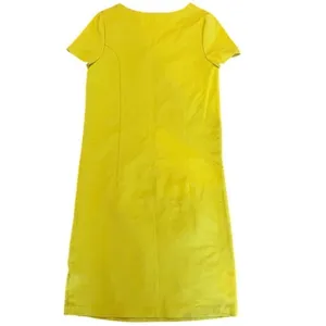 Boden Womens Chartreuse Yellow Shift Dress‎ Notch Neck Pockets US 4R thumbnail 3