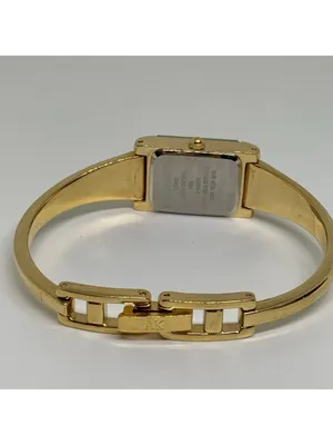 Anne Klein Diamond gold tone women watch 16mm rectangular quartz 6.5” running thumbnail 4