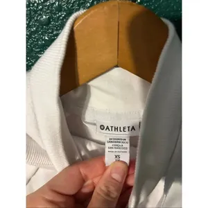 Athleta Womens XS Triumph Hoodie Sweatshirt Full Zip Thumbholes White thumbnail 2