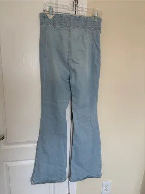 Free People We the Free Jayde Super High Rise Flared Jeans Light Wash Sz 31 thumbnail 6