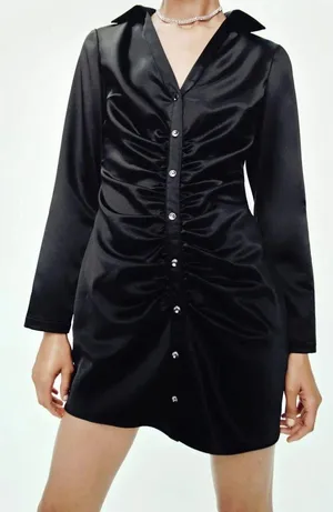 ZARA Satin Long Sleeve Dress thumbnail 3