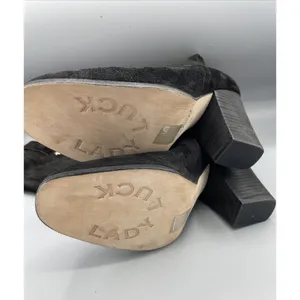 Lady Luck Black Tall‎ Heel Women's Boots Black Suede Made in Portugal Size 38 thumbnail 6
