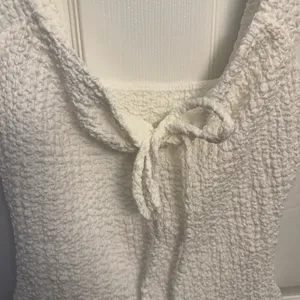 White Smocked Tie Front Tank Top thumbnail 3