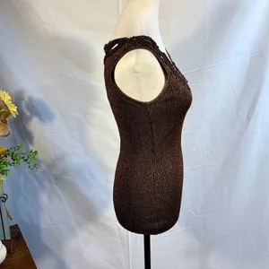 Vintage Cache Beaded Metallic Ribbed Tank Top Size Medium🧡 thumbnail 6