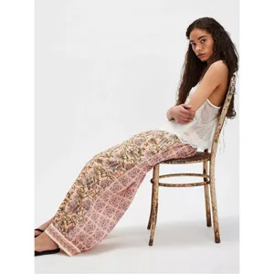 Free People Bohemian Wide Leg Lantern Laurel Canyon Pants Apricot Combo Medium thumbnail 4