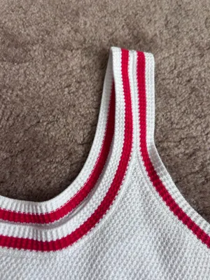 Alo Yoga Tennis Club Knit Sweater Dress white Candy Red Small thumbnail 6