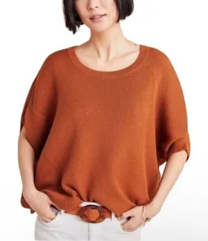 Anthropologie Vanessa Knit Poncho Sweater Rust‎ Medium Cozy Boho EUC thumbnail 1