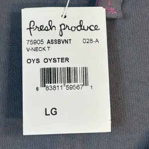 Fresh Produce Womens V-Neck T-Shirt Oyster Grey Cotton Short Sleeve Large‎ thumbnail 5