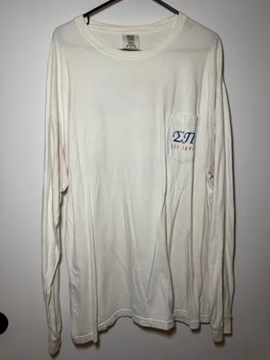 white Comfort Colors long-sleeve pocket t-shirt sigma pi ΣΠ men’s fraternity XL thumbnail 1