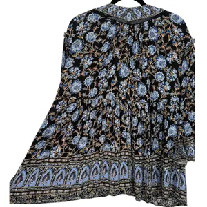 Free People Moonlight Dance Floral Bell Sleeve Boho Tunic Top Blue Size‎ Small thumbnail 10