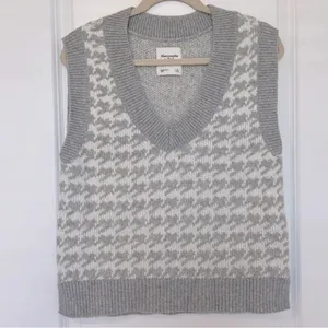 Abercrombie Houndstooth Sweater Vest Gray Preppy Golfcore V Neck Knit Size S thumbnail 12