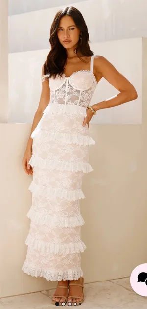 Hello Molly LUXE MYSTIQUE LACE MAXI DRESS WHITE thumbnail 1