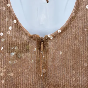 Bardot Verona Sequin Midi Dress XL US 10 Long Sleeve Keyhole Gold Bronze thumbnail 5