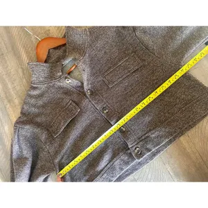 Double Zero Cropped Button Up Long Sleeve Shacket Sweater Heathered Brown Large thumbnail 8