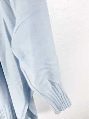 MERSEA Aberdeen Light Blue Cable Knit High Side Slits Poncho Sweater One Size thumbnail 8