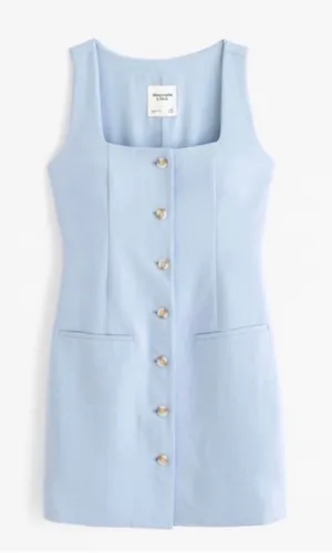 Abercrombie & Fitch Pastel Blue Button-Front Mini Dress thumbnail 1