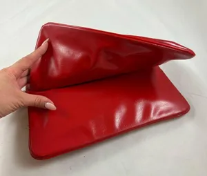 Red patent handle flap clutch thumbnail 6