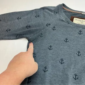 Naketano The Poet’s Choice Womens Crewneck Sweatshirt Medium Blue‎ Anchor *FLAW thumbnail 10