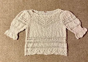 Free People NWOT Crochet Knit Top Boho Farmhouse Cottagecore Princess thumbnail 1
