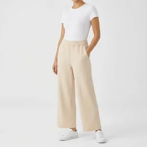 T/S by Thrive Cream Wide Leg Lounge Pants High Rise Beige Medium Quiet Luxury thumbnail 2