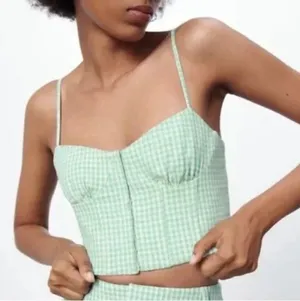 ZARA Gingham Corset Top thumbnail 3