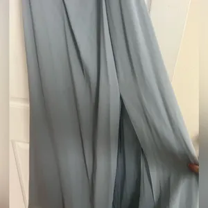 David's Bridal Dusty Blue Off the shoulders dress thumbnail 5